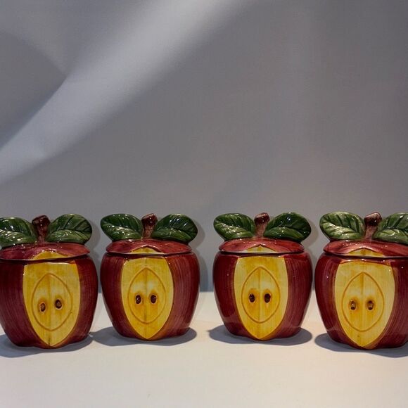 Apple Shaped Ceramic Containers - Picture 1 of 10
